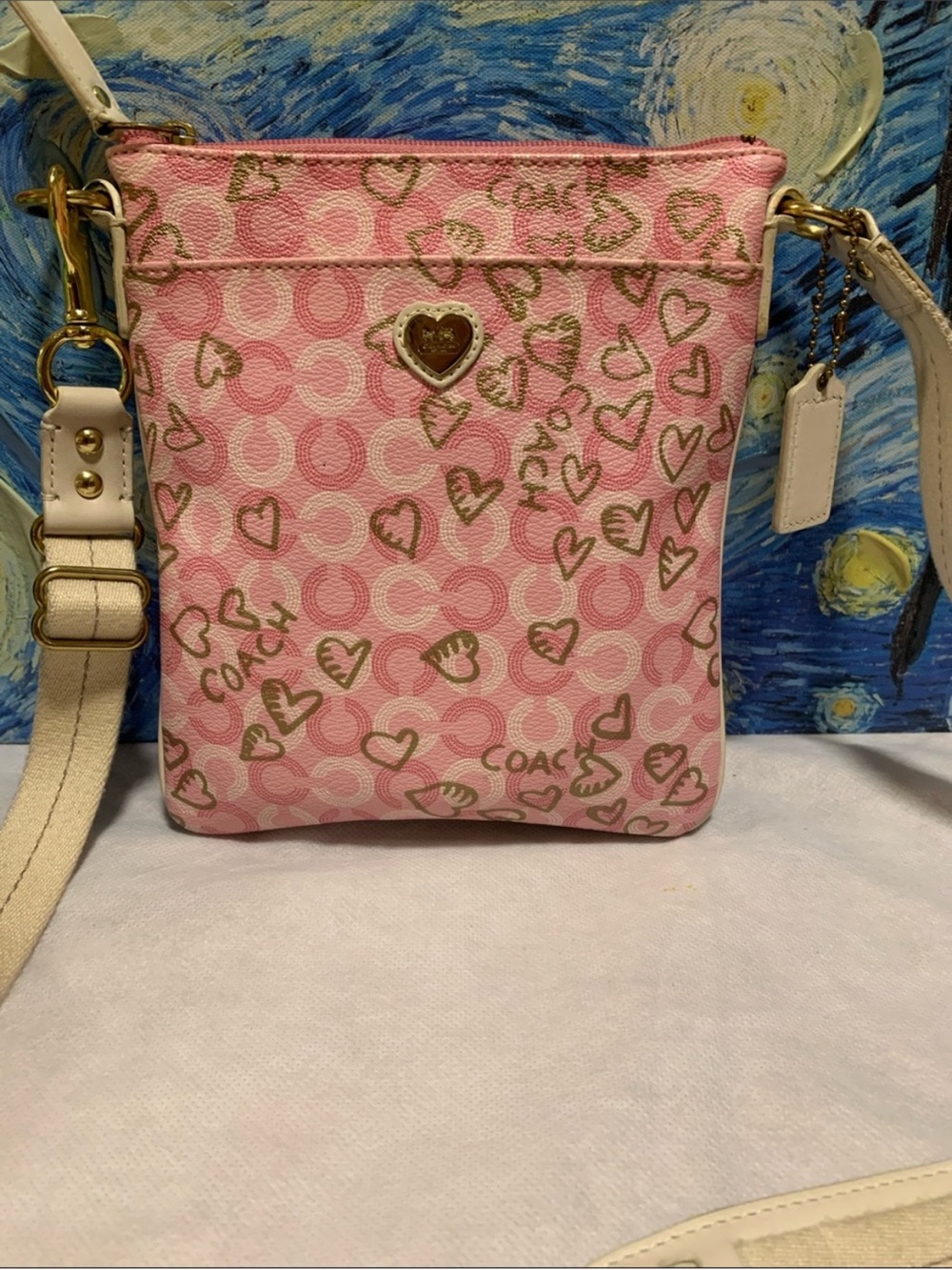 Y2K Coach Waverly Hearts Pink Signature CC Swingpack Crossbody Bag - Picture 8 of 8